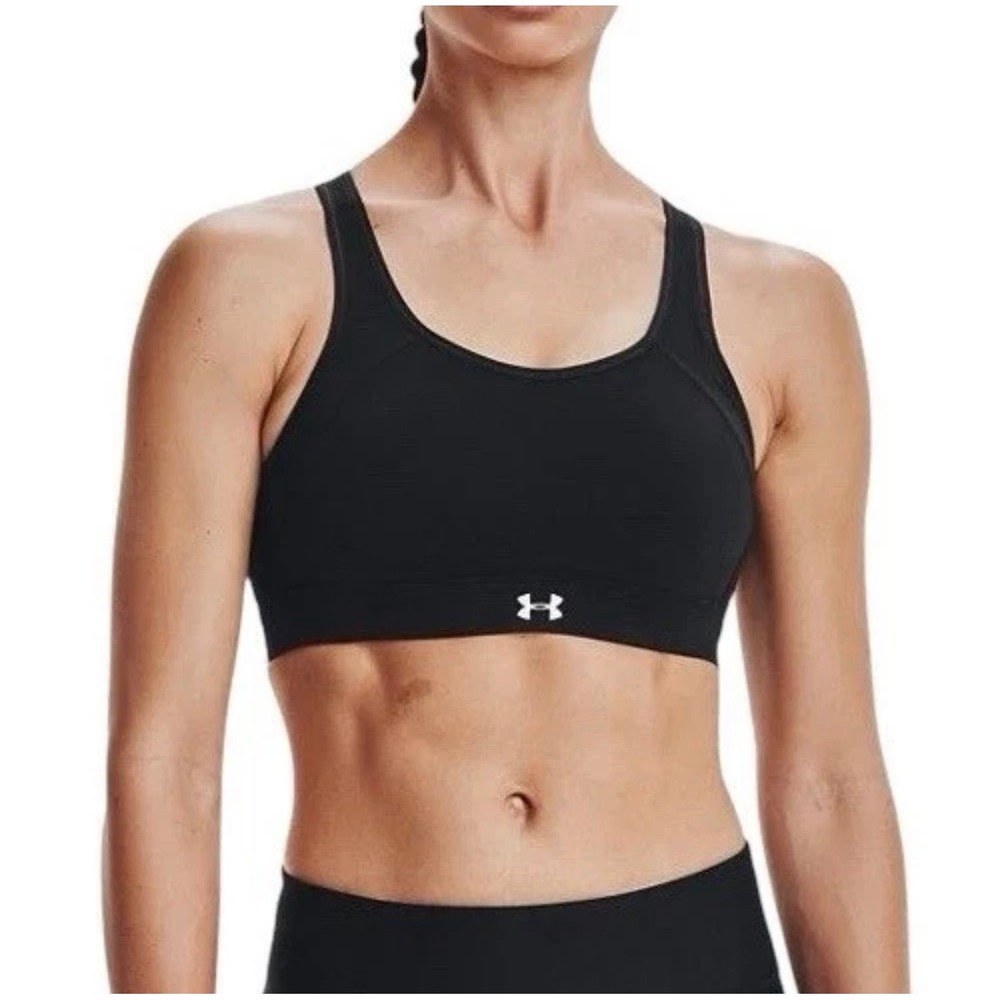 Under Armour Reflect Sports Bra S Black 1321896 High Impact Adjustable Crossback